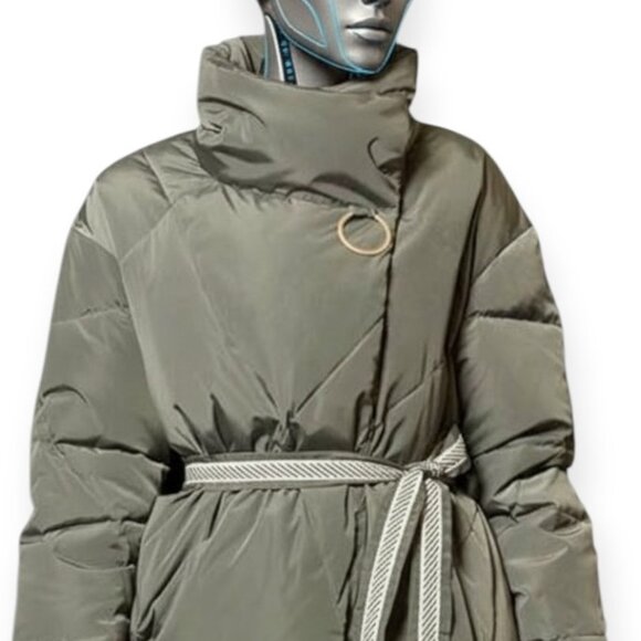 Escalier | Puffer Coat | Women's | Large | Olive Green | Long Quilted Puffer - Picture 2 of 12